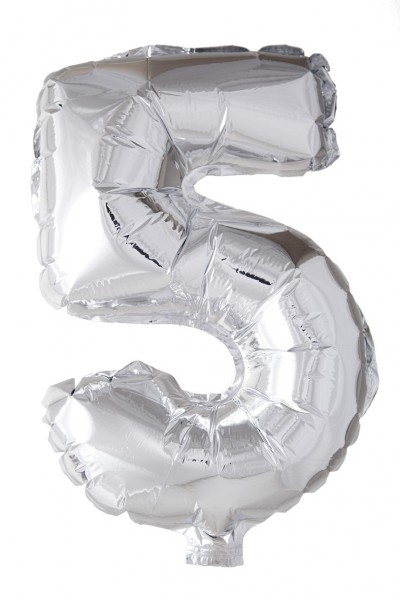 Ballons - Aluminium Argent - Chiffre 5